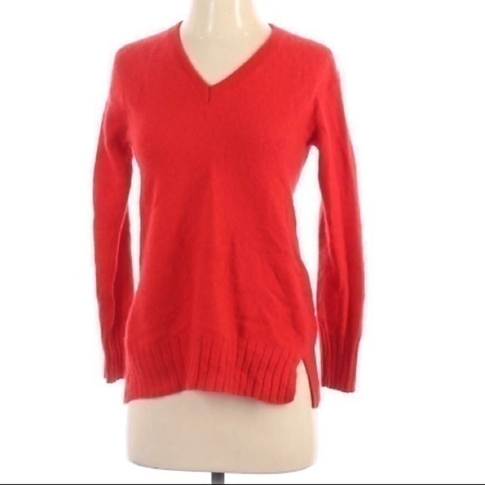 Anthropologie flame red cashmere vneck sweater size small